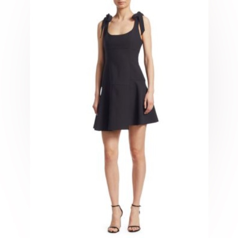 Cinq a Sept Size 4 Black Jeanette Shoulder Tie Mini Dress little black dress